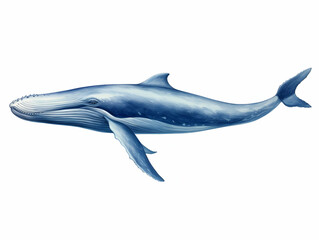 Obraz premium Blue Whale in white background, blue Whale isolated Raster object, 3D blue whale illustration