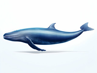 Obraz premium Blue Whale in white background, blue Whale isolated Raster object, 3D blue whale illustration