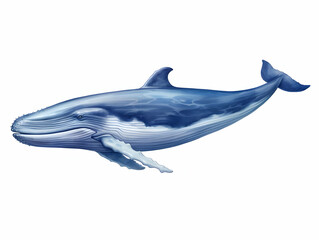 Fototapeta premium Blue Whale in white background, blue Whale isolated Raster object, 3D blue whale illustration