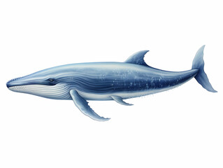 Obraz premium Blue Whale in white background, blue Whale isolated Raster object, 3D blue whale illustration