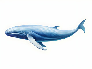 Obraz premium Blue Whale in white background, blue Whale isolated Raster object, 3D blue whale illustration