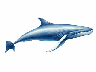 Obraz premium Blue Whale in white background, blue Whale isolated Raster object, 3D blue whale illustration