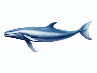 Blue Whale in white background, blue Whale isolated Raster object, 3D blue whale illustration