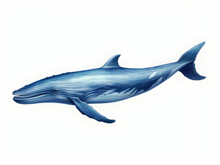 Obraz premium Blue Whale in white background, blue Whale isolated Raster object, 3D blue whale illustration