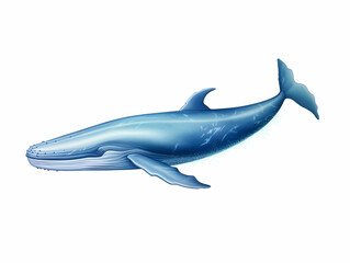 Fototapeta premium Blue Whale in white background, blue Whale isolated Raster object, 3D blue whale illustration