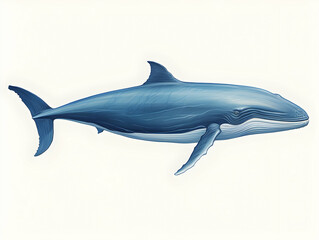 Obraz premium Blue Whale in white background, blue Whale isolated Raster object, 3D blue whale illustration