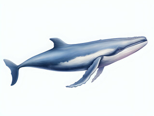 Fototapeta premium Blue Whale in white background, blue Whale isolated Raster object, 3D blue whale illustration