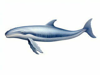 Fototapeta premium Blue Whale in white background, blue Whale isolated Raster object, 3D blue whale illustration
