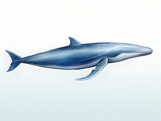 Obraz premium Blue Whale in white background, blue Whale isolated Raster object, 3D blue whale illustration