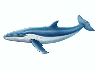 Fototapeta premium Blue Whale in white background, blue Whale isolated Raster object, 3D blue whale illustration