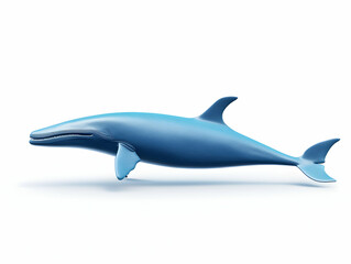 Blue Whale in white background, blue Whale isolated Raster object, 3D blue whale illustration