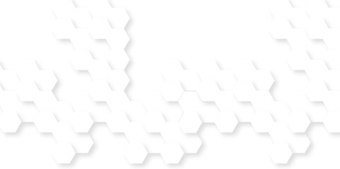 Fototapeta premium White hexagon texture background. Background with hexagons abstract paper texture and futuristic business. Digital hexagon technology science. 