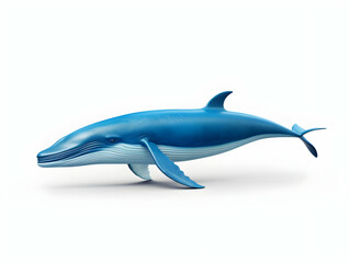 Obraz premium Blue Whale in white background, blue Whale isolated Raster object, 3D blue whale illustration