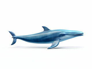 Fototapeta premium Blue Whale in white background, blue Whale isolated Raster object, 3D blue whale illustration
