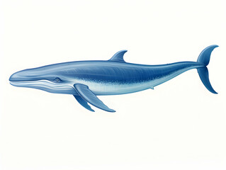Blue Whale in white background, blue Whale isolated Raster object, 3D blue whale illustration