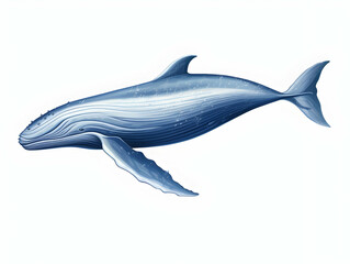 Obraz premium Blue Whale in white background, blue Whale isolated Raster object, 3D blue whale illustration