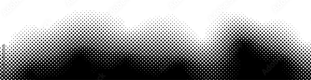 Aufkleber Halftone gradient wave pattern. Abstract dotted clouds background. Vector texture of black dots on white background.