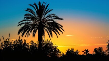 Obraz premium Palm Tree Silhouette at Dusk