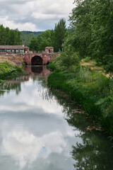 Lock and bridge of the Canal de Castilla located in the Spanish municipality of Alar del Rey