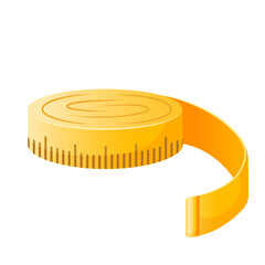 Vector measuring tape icon isolated on white background.	
