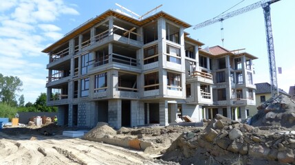 Apartments Construction. Building a New Block of Apartments Under Construction
