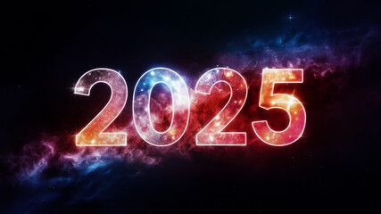 Text illustration 2525 on a colorful space Galaxy background.