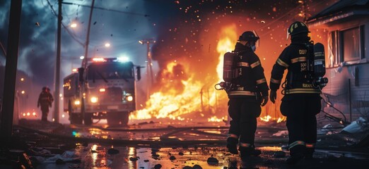 Fototapeta premium Emergency Response Teams Utilizing Advanced Satellite Communications During Disaster