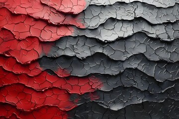 Abstract Red and Gray Textured Layers - Modern Art Design for Prints and Posters