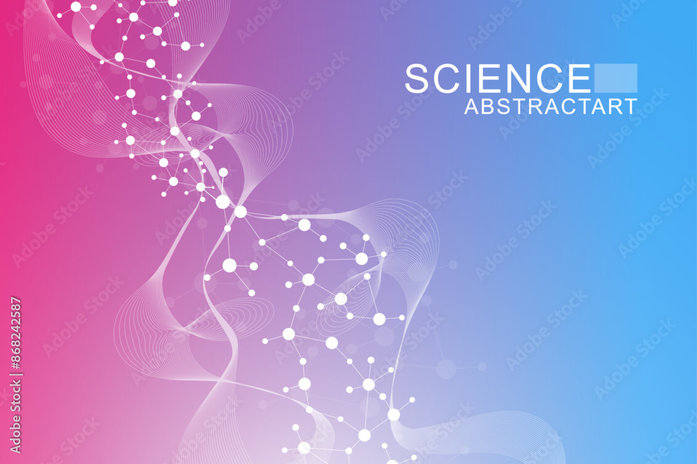 Canvas Prints modern abstract molecules structure for science or medical background. dna helix or atom visualizati