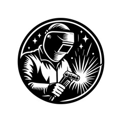 Welding man logo design, welding man vector illustration