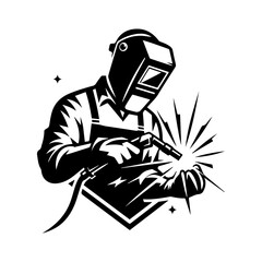 Welding man logo design, welding man vector illustration