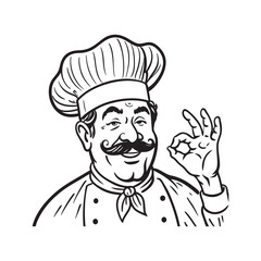 vintage retro chef hand drawn vector illustration