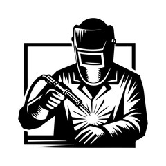 Welding man logo design, welding man vector illustration