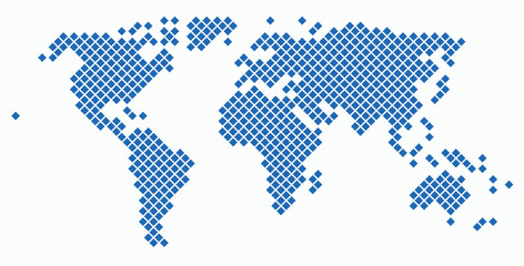 Fototapeta premium Square shape world map on white background.