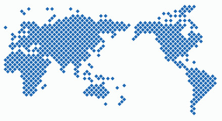 Square shape world map on white background.