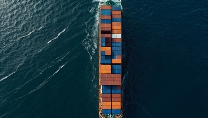 Containerschiff mit voller Ladung auf See