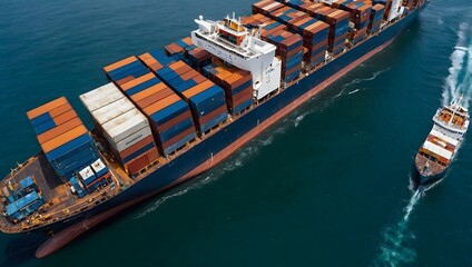 Fototapeta premium Seetransport in Aktion: Containerschiff