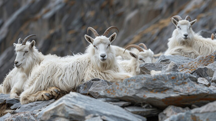 Obraz premium Himalayan Goats with Long Wool