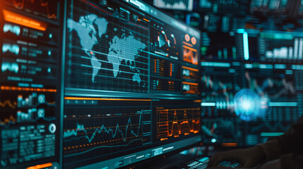 Obraz premium Cryptocurrency trading on a computer screen.