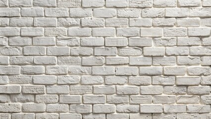 Obraz premium Weathered white brick wall with subtle light gray undertones forms a seamless, rough-hewn texture in a wide, panoramic format background.