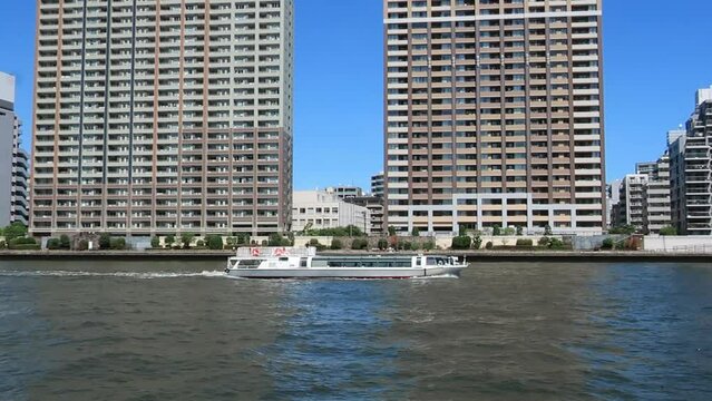 東京都日本橋浜町付近の隅田川沿岸の様子　都市風景