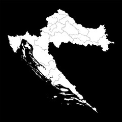 Croatia map with counties. Vector illustration.