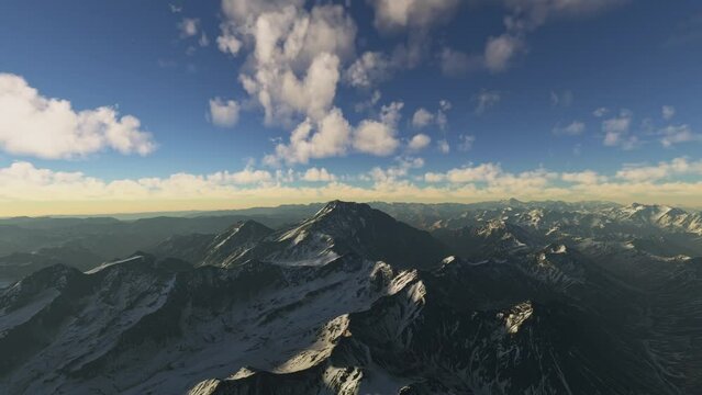 Circular aerial drone view of Mount Aconcagua in Mendoza Province. Argentina