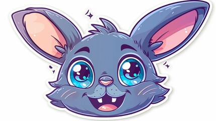 Fototapeta premium Cute Cartoon Bunny Face With Big Eyes