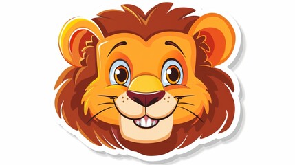 Obraz premium Cartoon Lion Face With Big Smile