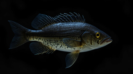 Fototapeta premium Fish dark black background AI generative