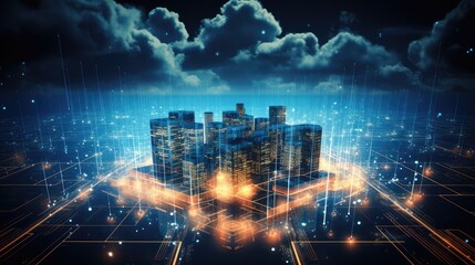 Fototapeta premium Cloud computing transfer big data on internet
