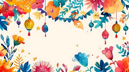 Hispanic Heritage Month Doodle Page Print Border Design with Space for Mock Up Message