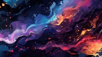 Vivid Colors Explode Across Space in Abstract Digital Art. Nebula, Galaxy, and Cosmic Dust Illustration