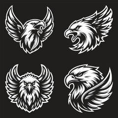 eagle mascot vector black and white silhouette
